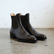 New Handmade Mens black leather chelsea boots, Made to order dress boots - 3-4-right-view