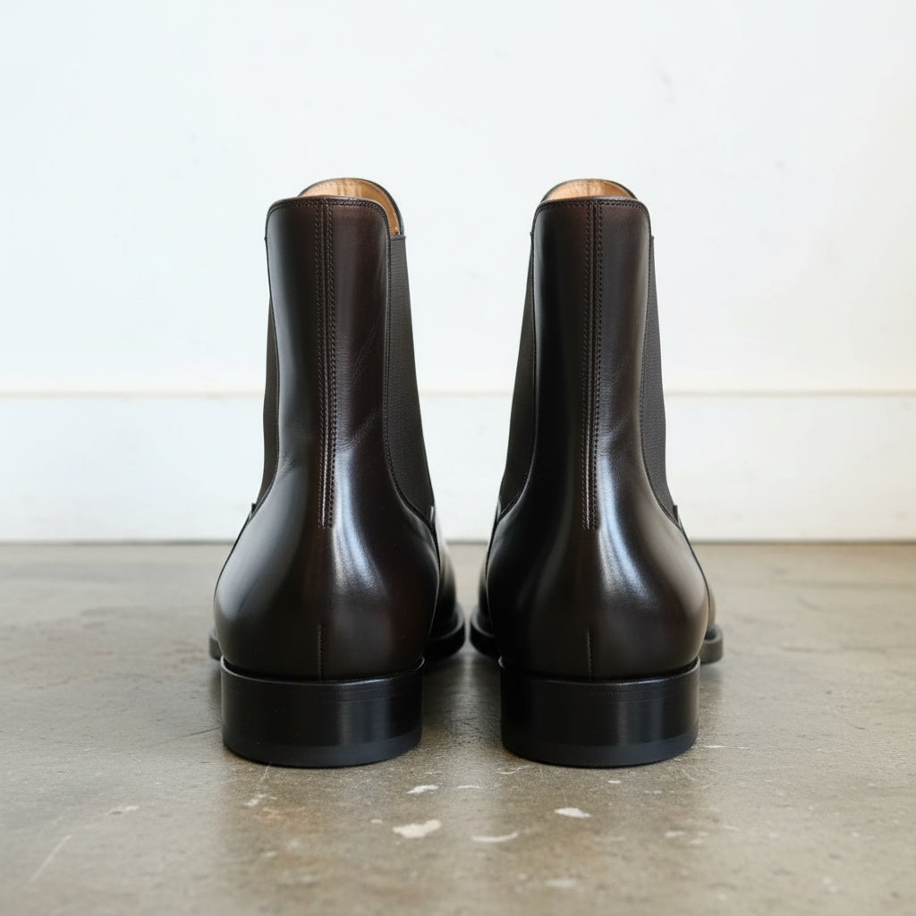 New Handmade Mens black leather chelsea boots, Made to order dress boots - back-view