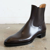 New Handmade Mens black leather chelsea boots, Made to order dress boots - detail-view-showing-texture