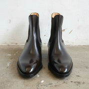 New Handmade Mens black leather chelsea boots, Made to order dress boots - front-view