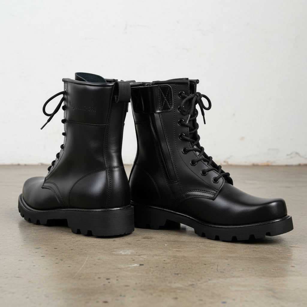 New Men Black Boots, Men Combat Boot, Men Lace up Boot, Mens - angle-view-showing-depth