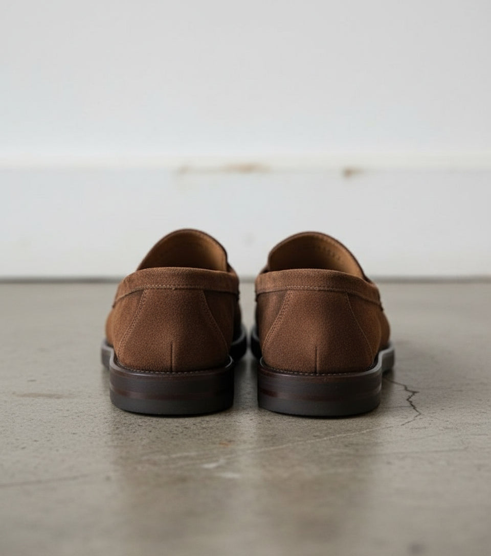 New Mens brown suede moccasins, Men casual shoes, mens penny loafer - back-view