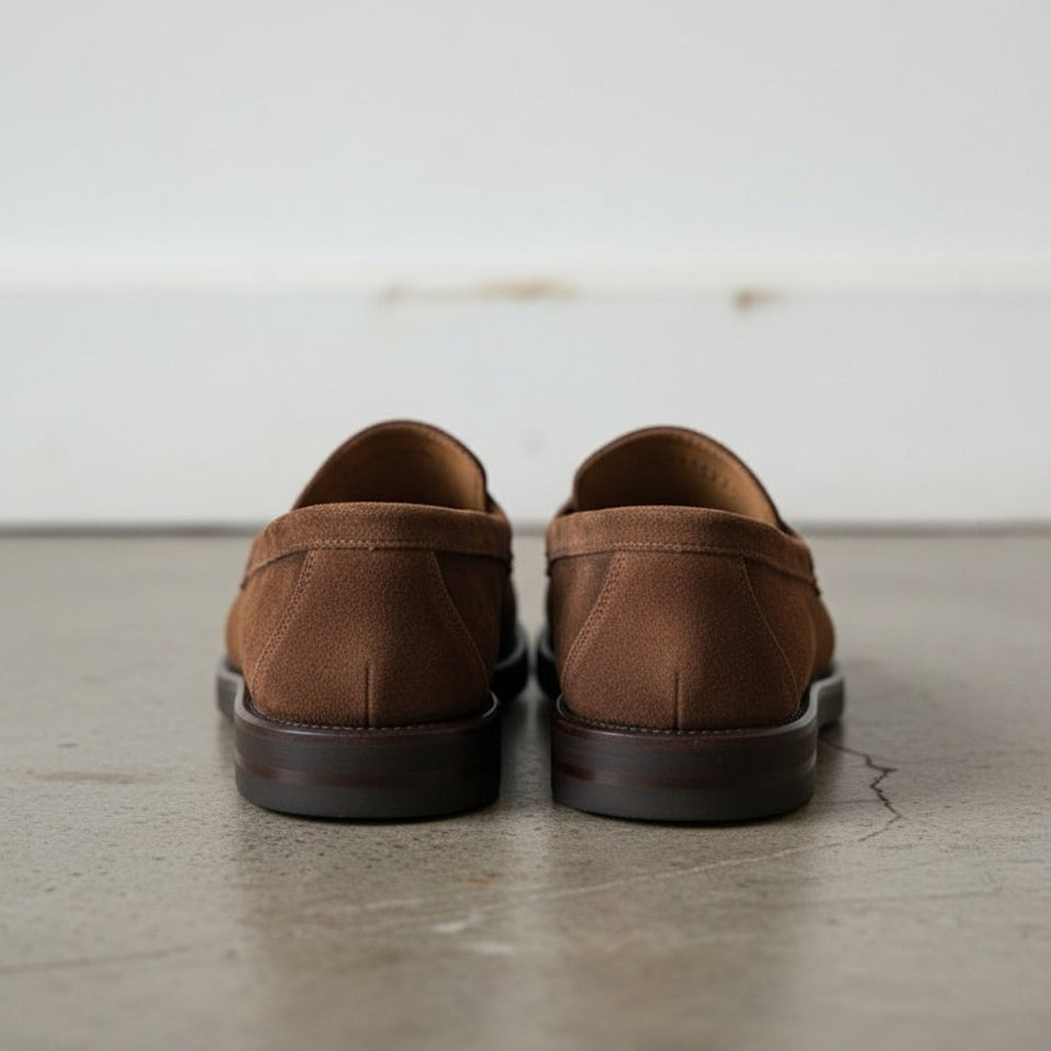 New Mens brown suede moccasins, Men casual shoes, mens penny loafer - back-view