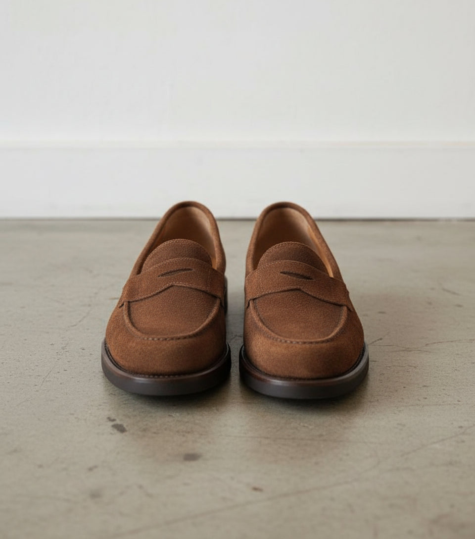 New Mens brown suede moccasins, Men casual shoes, mens penny loafer - front-view