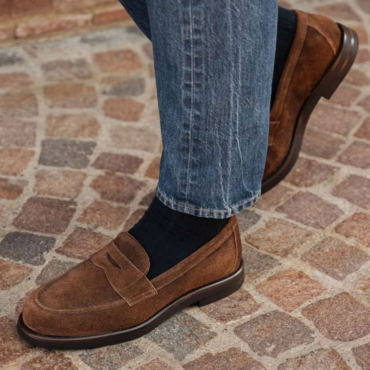 New Mens brown suede moccasins, Men casual shoes, mens penny loafer