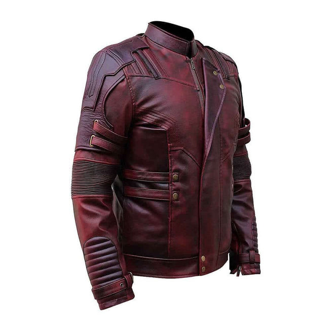 New Racers Cafe Club WEXED Burgundy Leather Slim Fit Biker Fashion Jacket