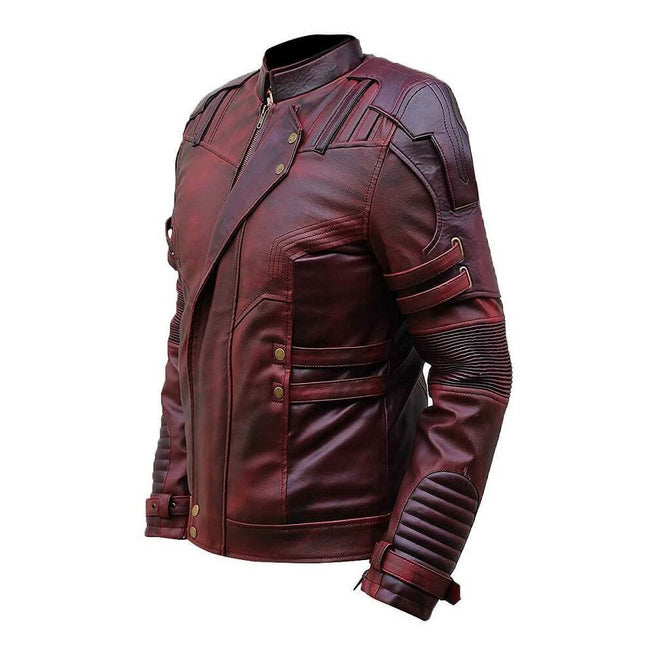 New Racers Cafe Club WEXED Burgundy Leather Slim Fit Biker Fashion Jacket