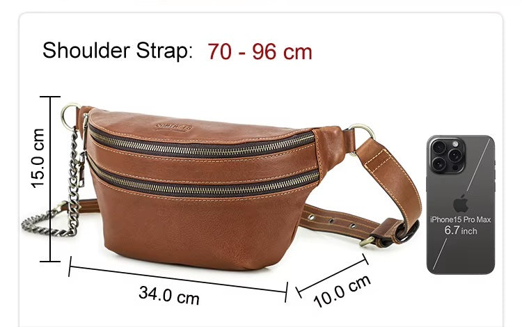Women's Stylish Multi-Zippered Leather Waist Bag For Everyday Use