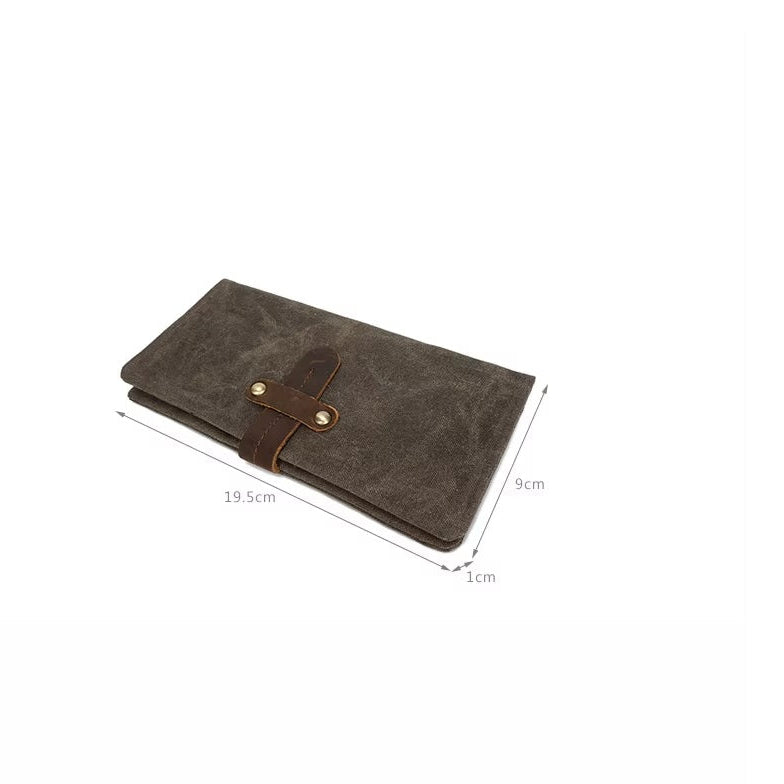 Men's Long Canvas Wallet with Zipper and Card Slots