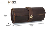 Men's Handmade Leather 3-Slot Watch Box Organizer