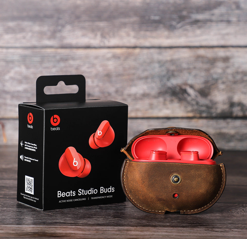 Portable Vintage Leather Earphone Case Cover for Beats Studio Buds