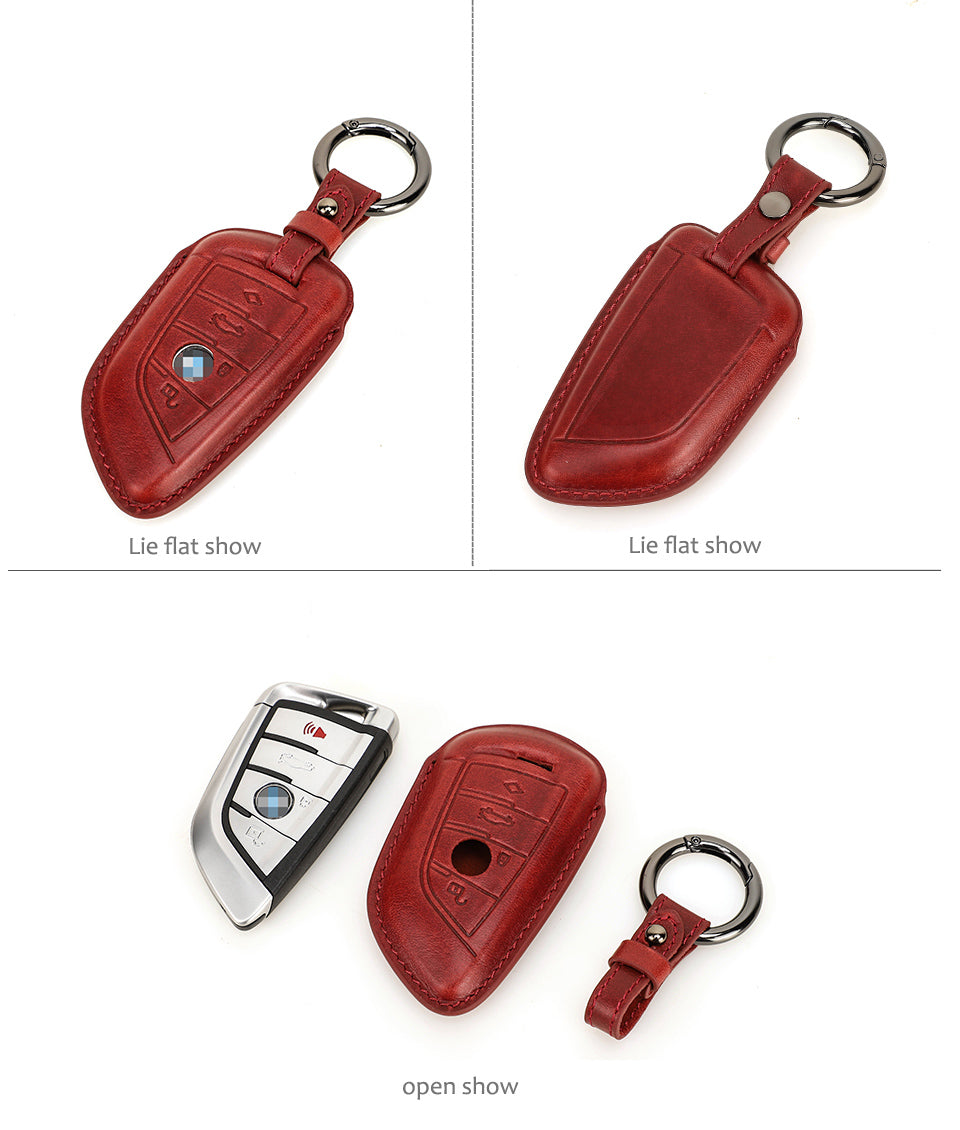 Premium Blade-Style Genuine Leather Key Case for BMW Series