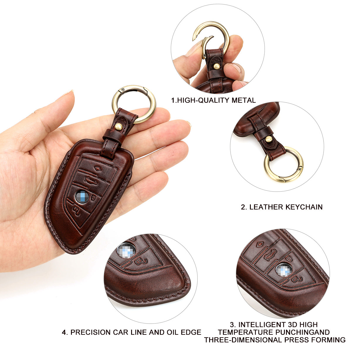 Premium Blade-Style Genuine Leather Key Case for BMW Series