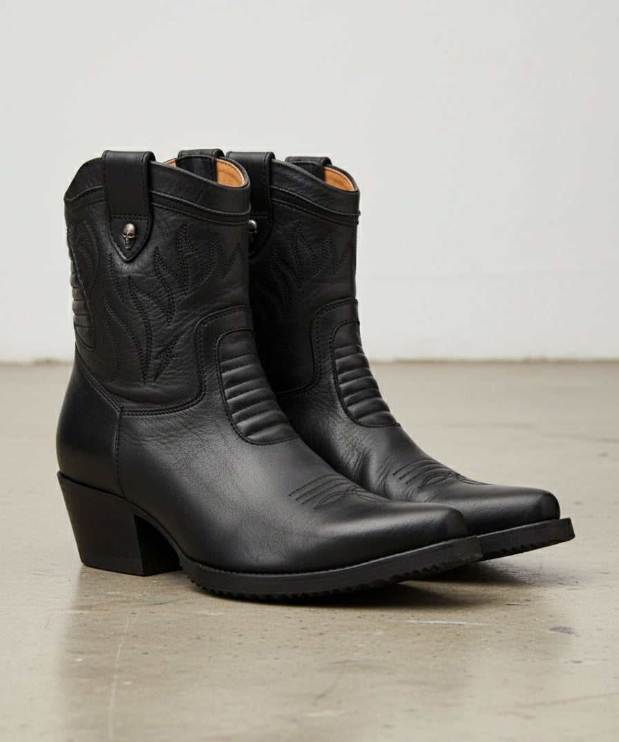 Premium Calf Leather Women's Ankle Boots - angle-view-showing-depth