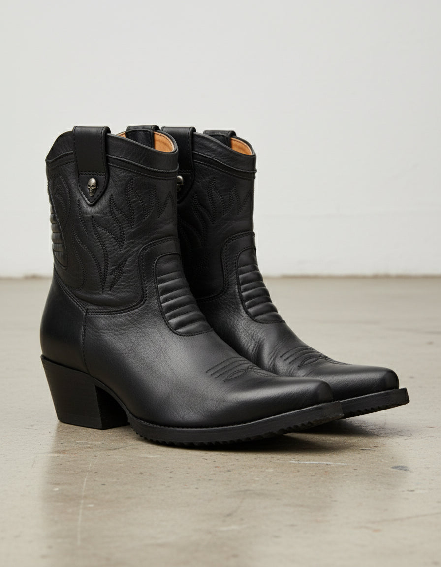 Premium Calf Leather Women's Ankle Boots - angle-view-showing-depth