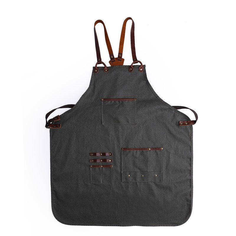 Premium Durable Cross-Back Canvas Chef Apron with Deep Pockets