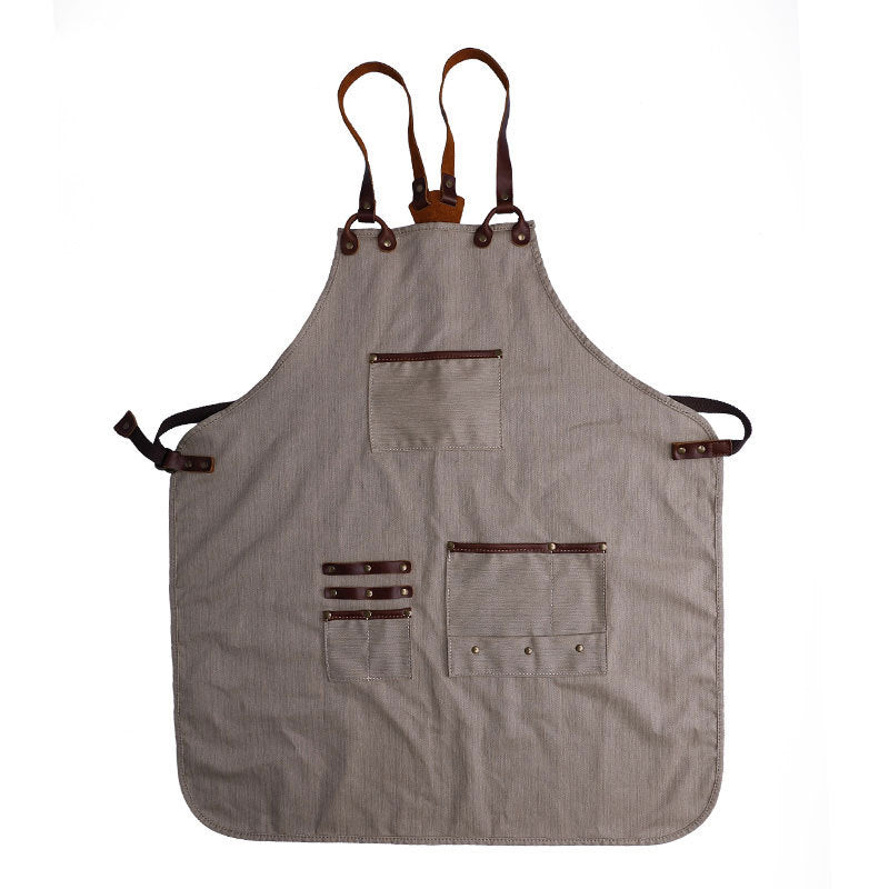 Premium Durable Cross-Back Canvas Chef Apron with Deep Pockets