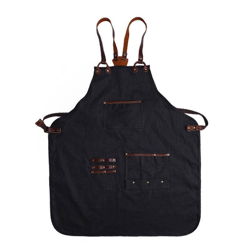 Premium Durable Cross-Back Canvas Chef Apron with Deep Pockets