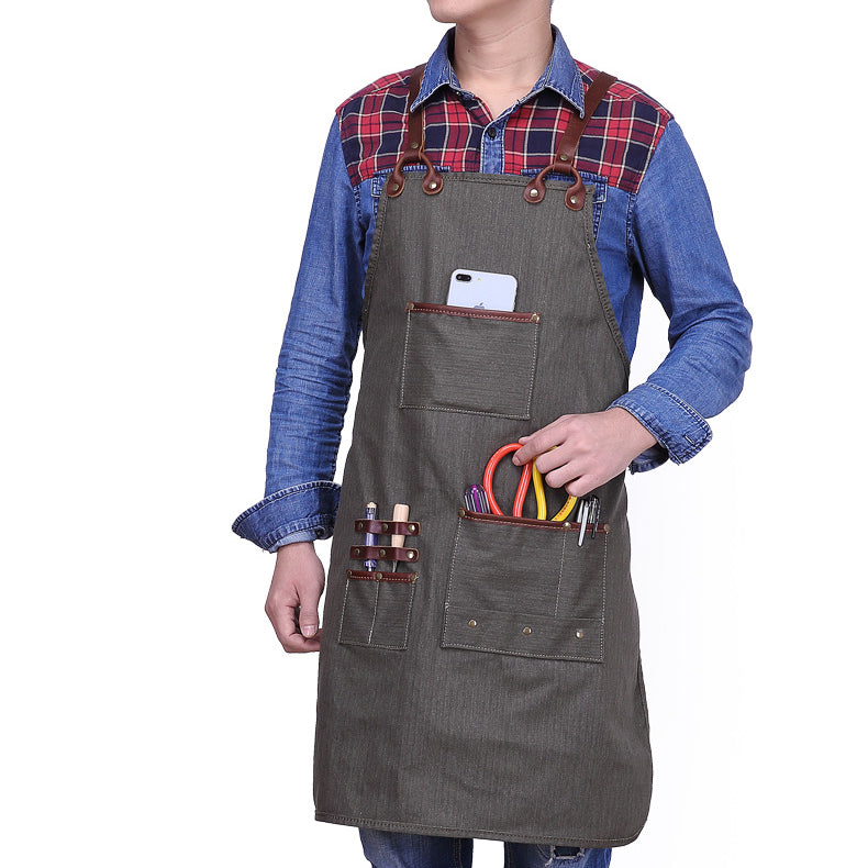 Premium Durable Cross-Back Canvas Chef Apron with Deep Pockets