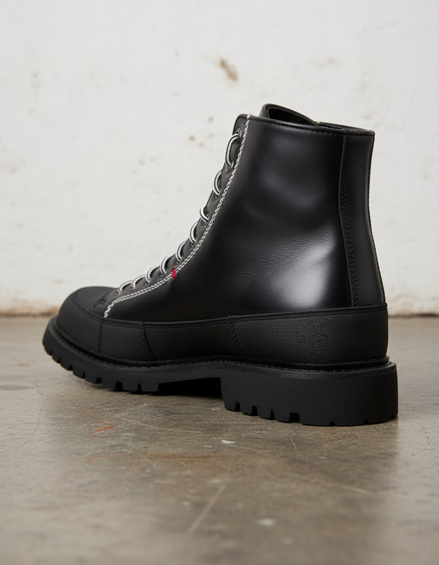 Premium Leather Lace-up Motorcycle Boots - Durable and Comfortable Boots - detail-view-showing-texture