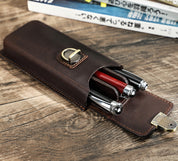 Premium Leather Pen Organizer - Vintage-Inspired Design