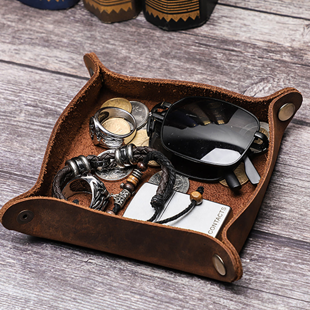 Premium Leather Valet Tray Storage Organizer