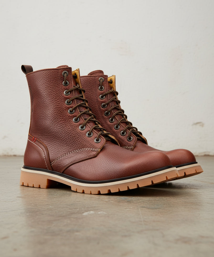 Premium Leather with Lockstitch Sewing Men's Biker Boots - 3-4-right-view