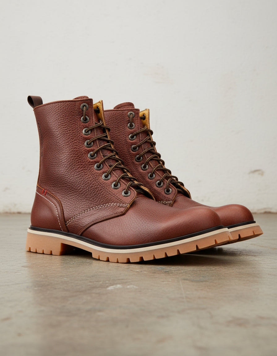 Premium Leather with Lockstitch Sewing Men's Biker Boots - 3-4-right-view