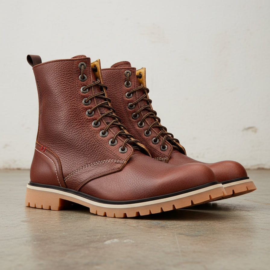 Premium Leather with Lockstitch Sewing Men's Biker Boots - 3-4-right-view