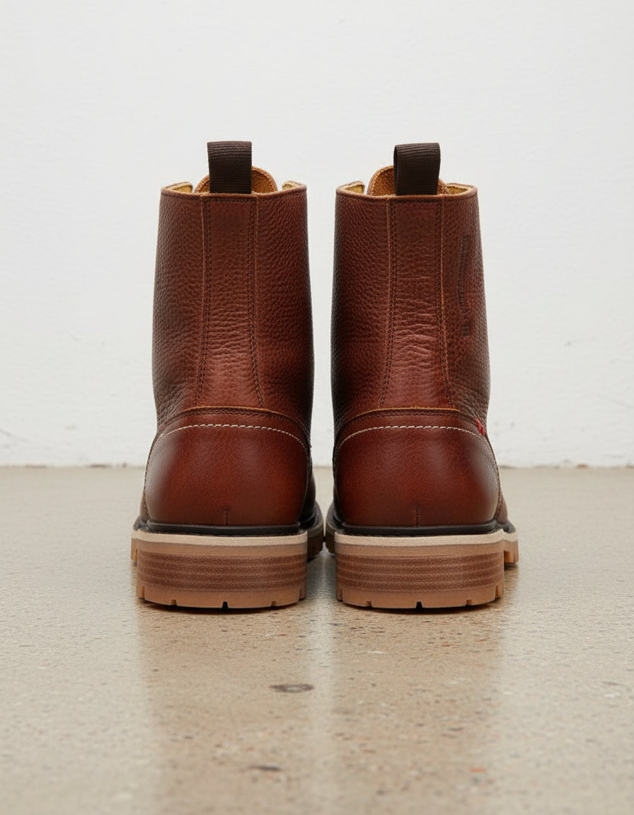 Premium Leather with Lockstitch Sewing Men's Biker Boots - back-view