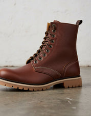Premium Leather with Lockstitch Sewing Men's Biker Boots - detail-view-showing-texture