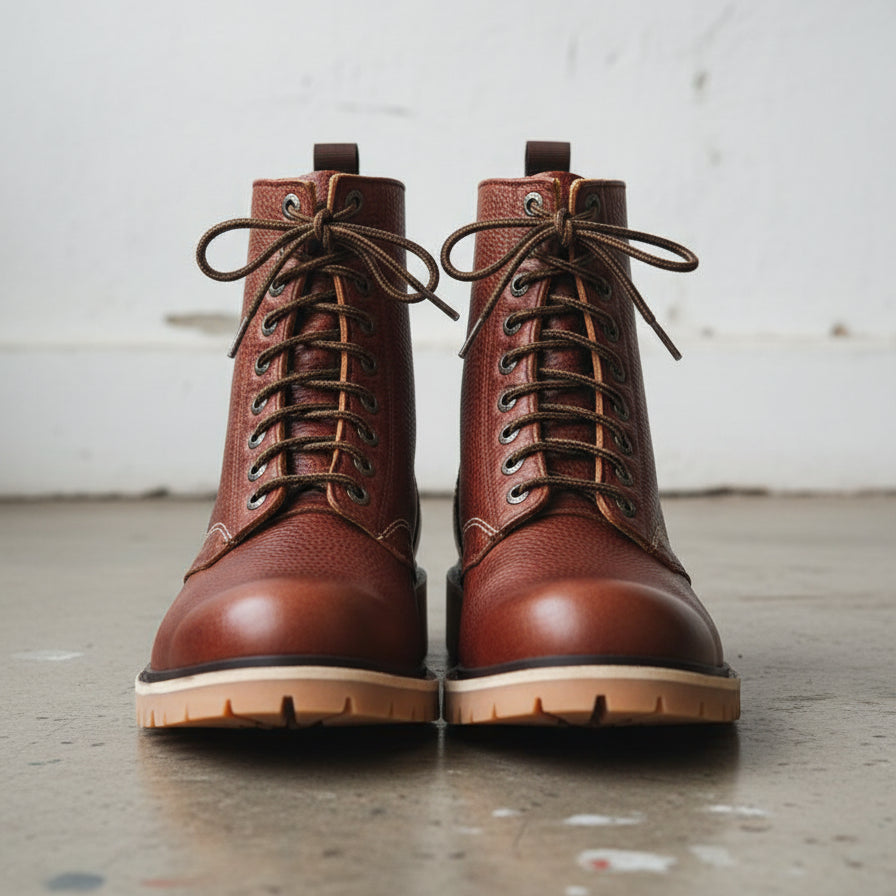 Premium Leather with Lockstitch Sewing Men's Biker Boots - front-view