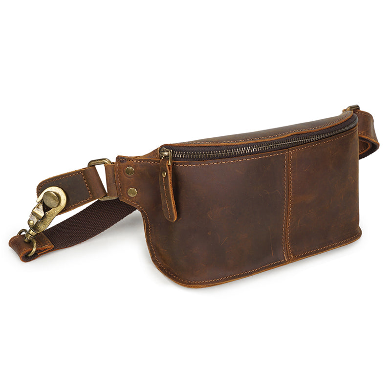 Premium Vintage Genuine Leather Crossbody Waist Bag for Men
