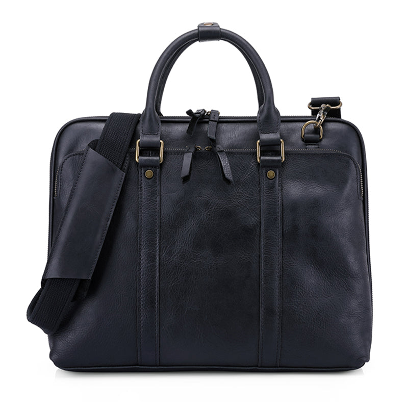 Premium Vintage Leather Laptop Briefcase for Men – Waterproof, Zipper Close