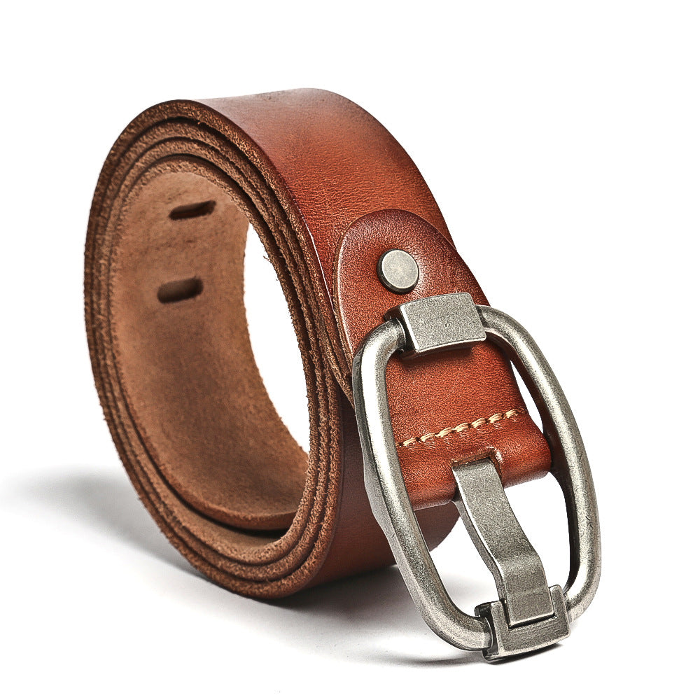 Premium Vintage Steel Buckle Genuine Leather Men’s Work Belt