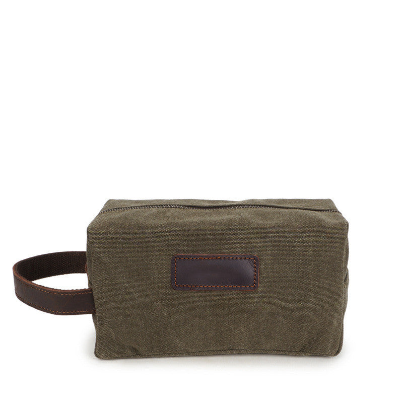 Premium Vintage Zipper Wax Canvas Men's Toiletry Bag