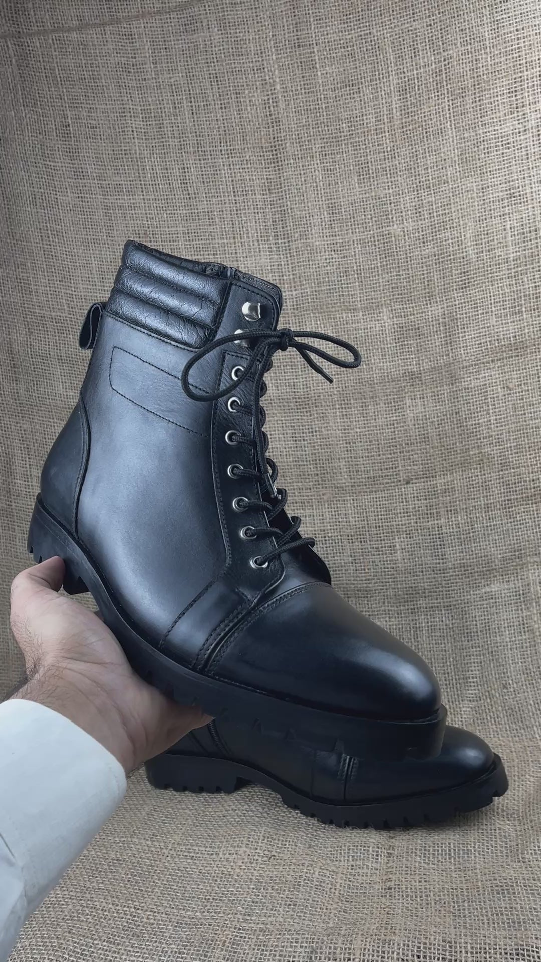Punk Black Handmade Napoleon Boots, Mens Combat Boot