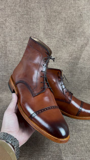 Handcrafted Men's Brown Lace-up Oxford Boots
