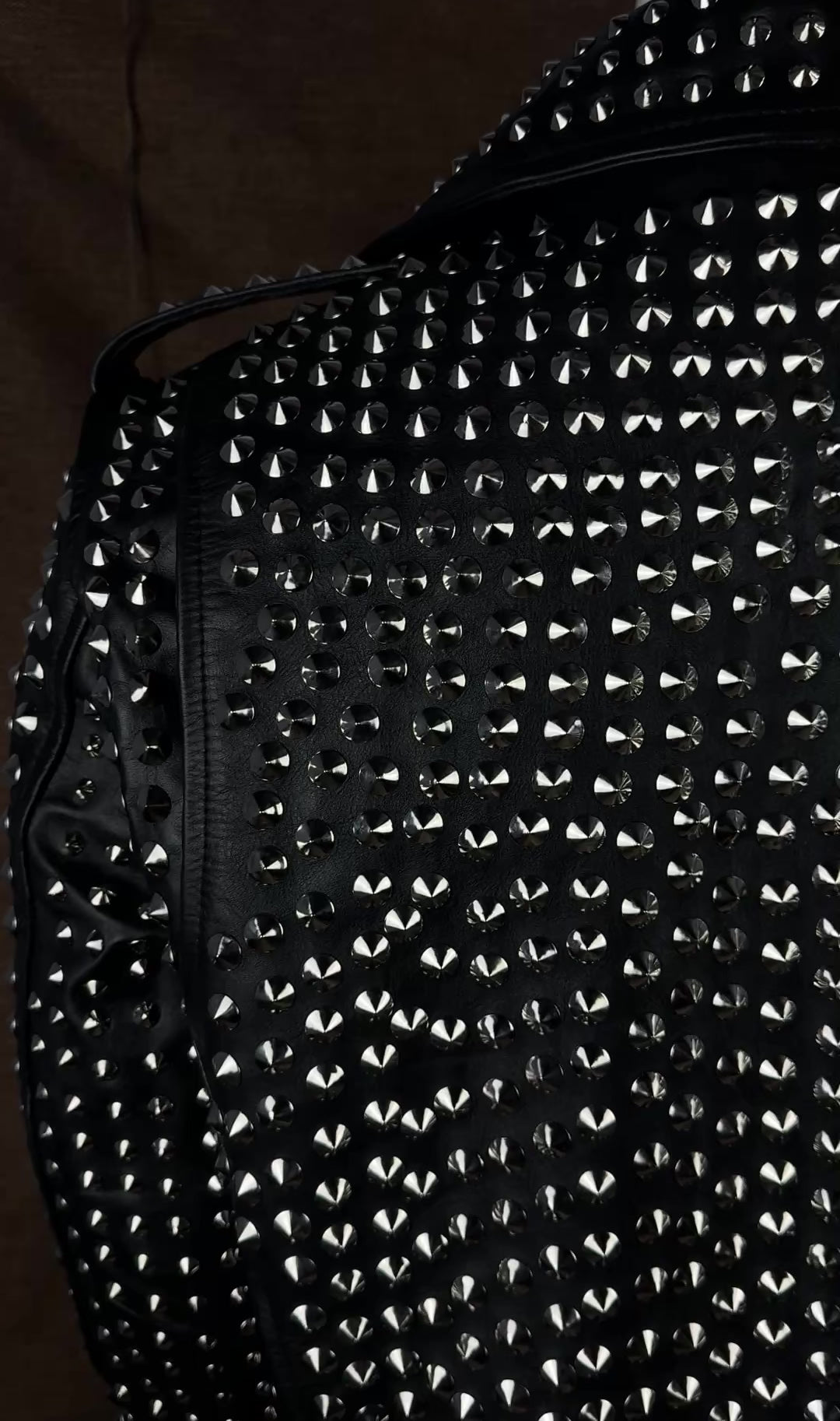 Handmade Women's Rock Star All Over Silver Studded Cowhide Leather Moto Jacket