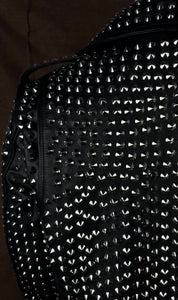 Handmade Women's Rock Star All Over Silver Studded Cowhide Leather Moto Jacket