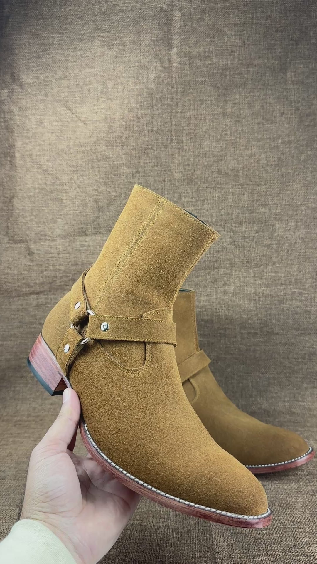 Handmade Men's Cow Leather Suede High Ankle Boots