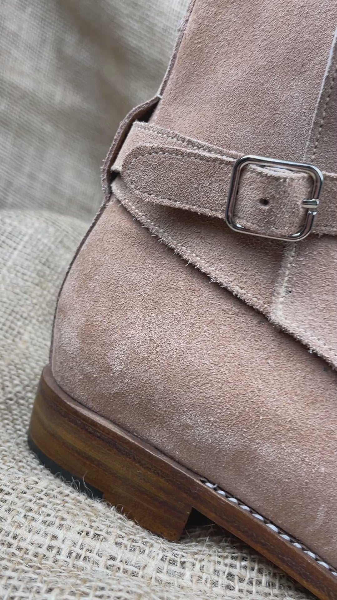 Men's Beige Suede Jodhpur Ankle Boots - Handmade Luxury Footwear