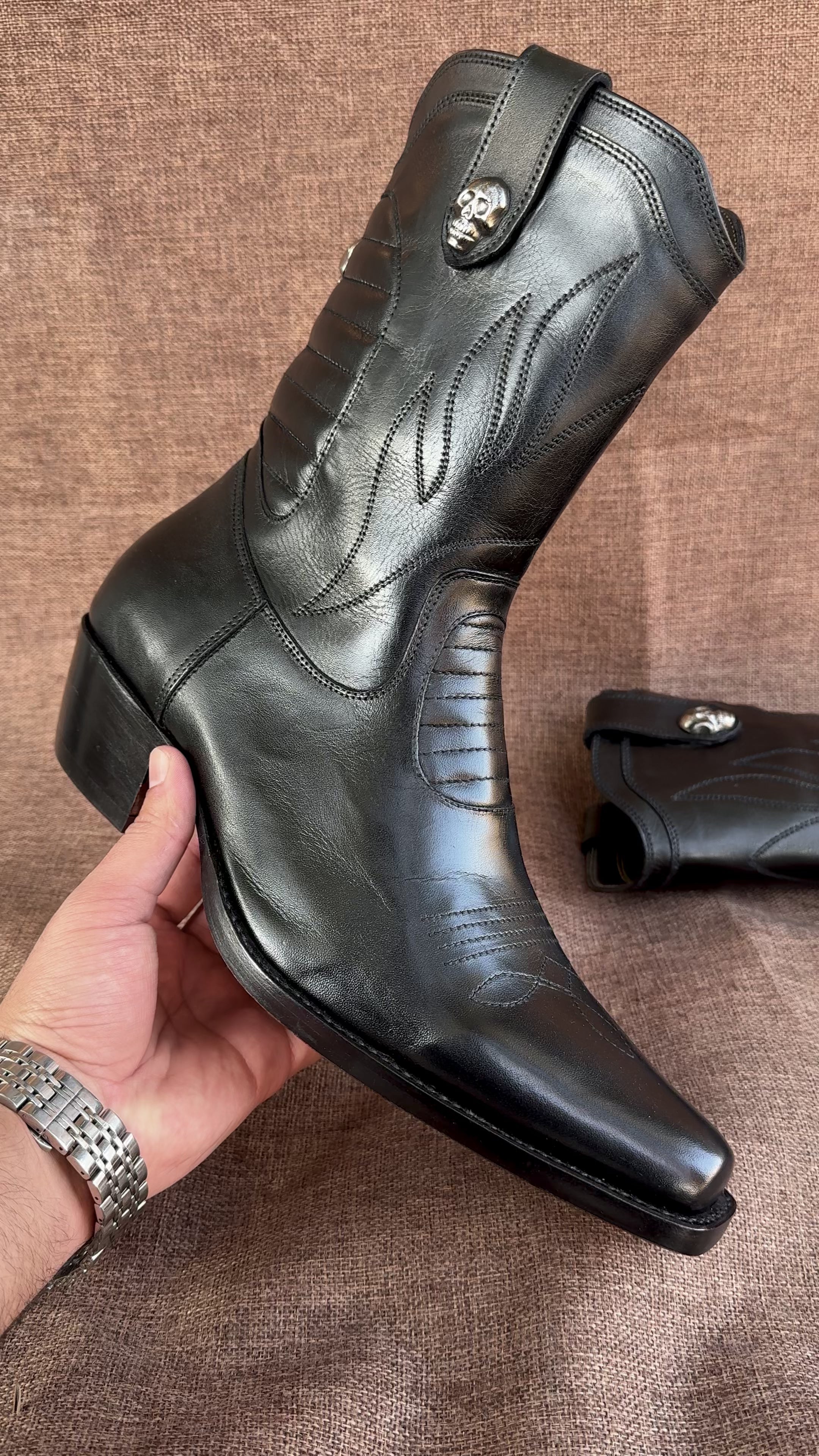 Handmade Calf Leather Women's Ankle Boots