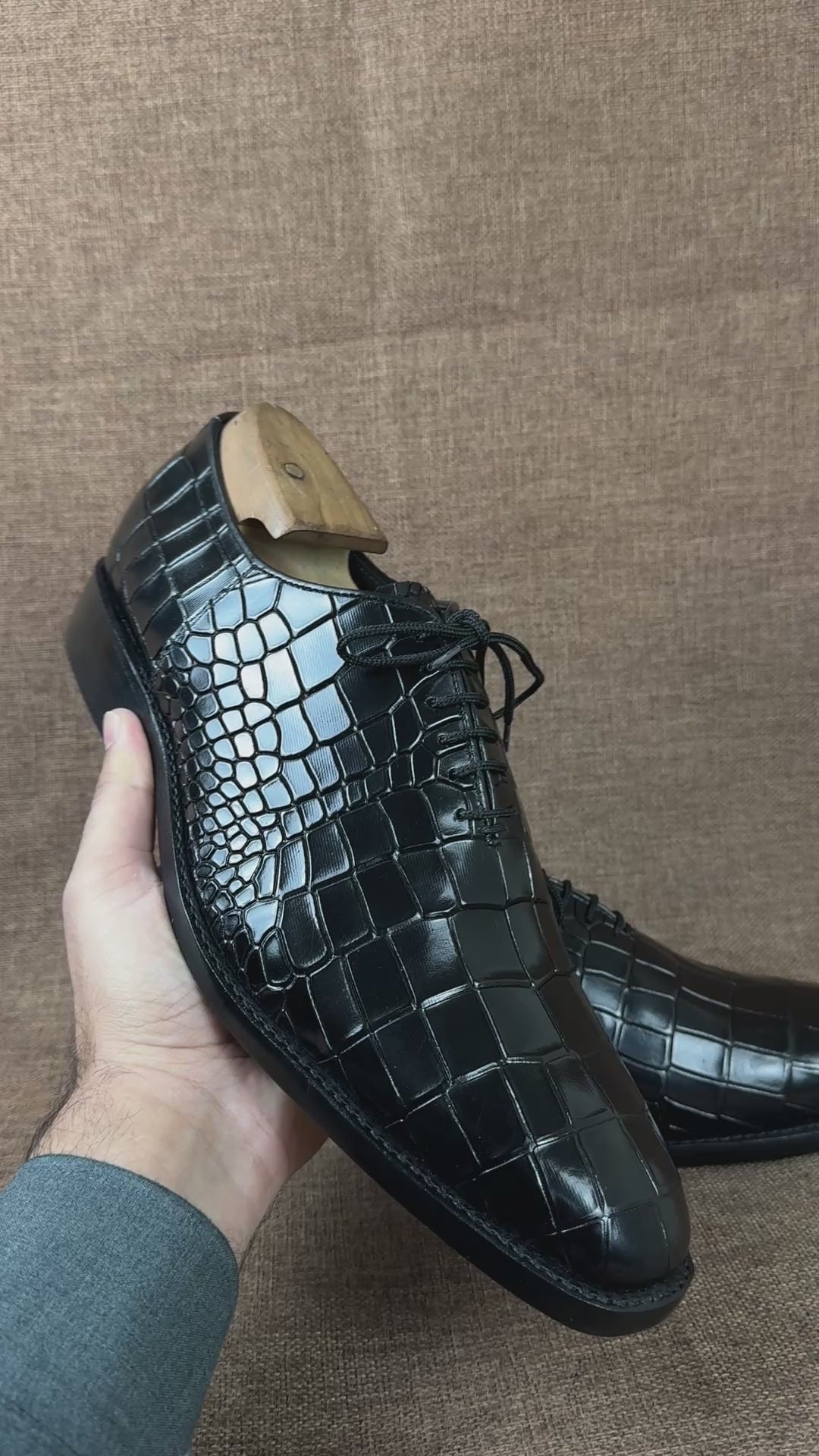 Handcrafted Black Crocodile Leather Dress Shoes