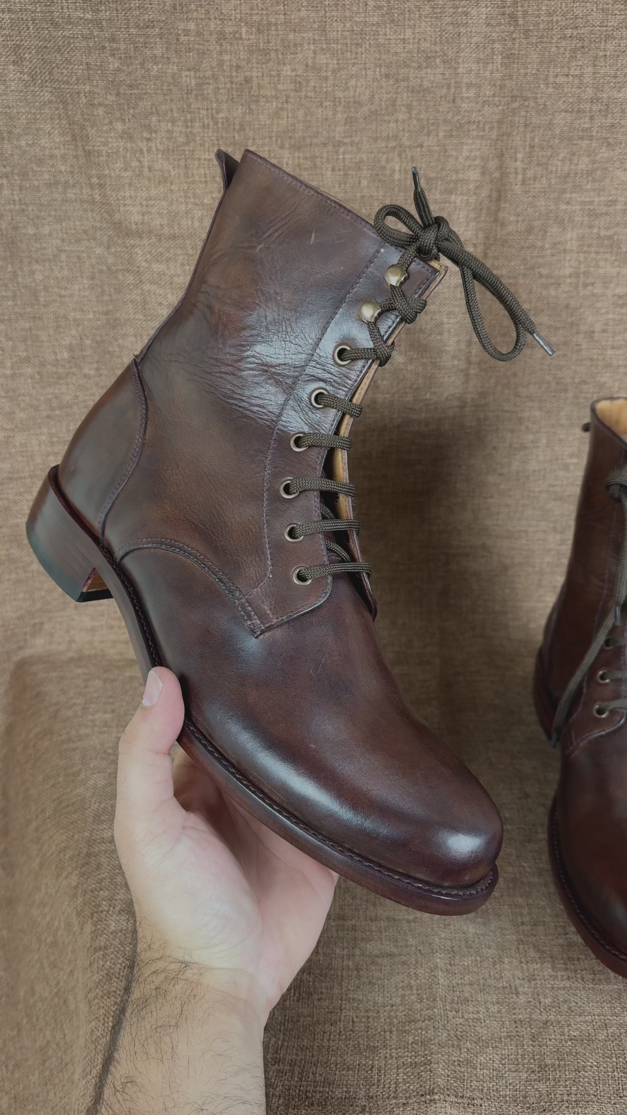 Men Brown Combat Boot, Lace Up Boots, Handmade Leather Boot 