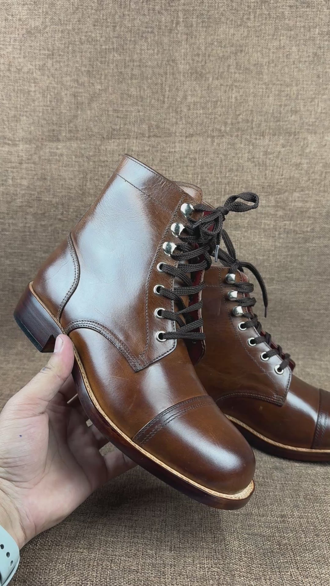 Handmade Men's Brown Leather Ankle Boots