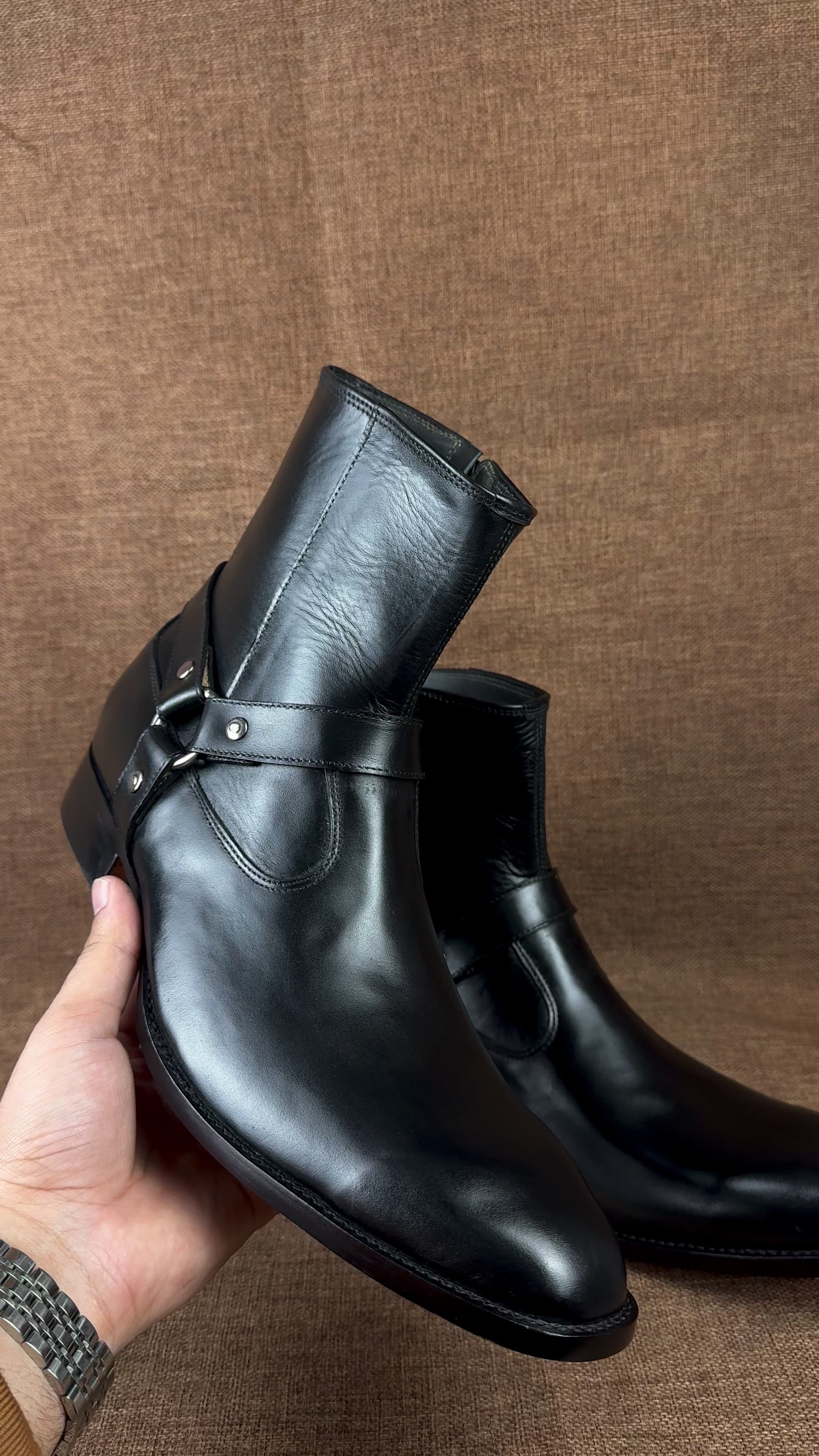 Handmade Men's Full Grain Leather Western Style Boots