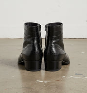 Punk Men Black Alligatirs Zip Boots, Men Black Crocodile Ankle Boot - back-view