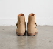 Punk Mens Beige Color Suede Side Zip Ankle Boots, Classic Style Boots - back-view