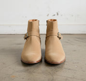 Punk Mens Beige Color Suede Side Zip Ankle Boots, Classic Style Boots - front-view